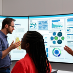 **Prompt 1: Collaborative Human Innovation**
    A diverse group of professionals (e.g., data scientists, urban planners, AI engineers, designers, economists) actively collaborating in a modern, dynamic workspace. They are engaged in brainstorming, lively discussions, and co-creating solutions on large digital displays or interactive whiteboards. The scene embodies synergy, creative problem-solving, and the breakthrough moments of collaborative innovation in an industrial setting. Emphasize human interaction and diverse perspectives.