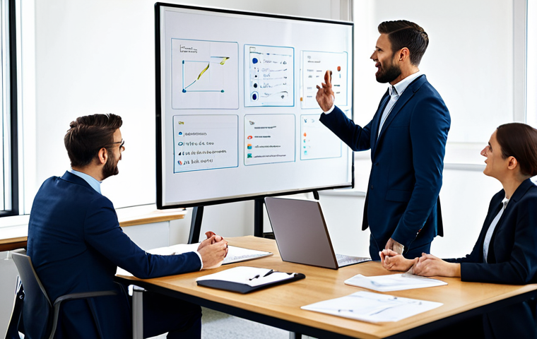 A diverse group of professional colleagues, fully clothed in modest business attire, gathered around a large interactive whiteboard in a bright, modern open-plan office. They are engaged in an energetic brainstorming session, sharing ideas freely with open gestures and natural poses, fostering an atmosphere of psychological safety and open communication. The scene emphasizes collaborative creativity and the synergy of different perspectives. Professional photography, high-resolution, sharp focus, natural lighting. Safe for work, appropriate content, fully clothed, professional, perfect anatomy, correct proportions, well-formed hands, proper finger count, natural body proportions.